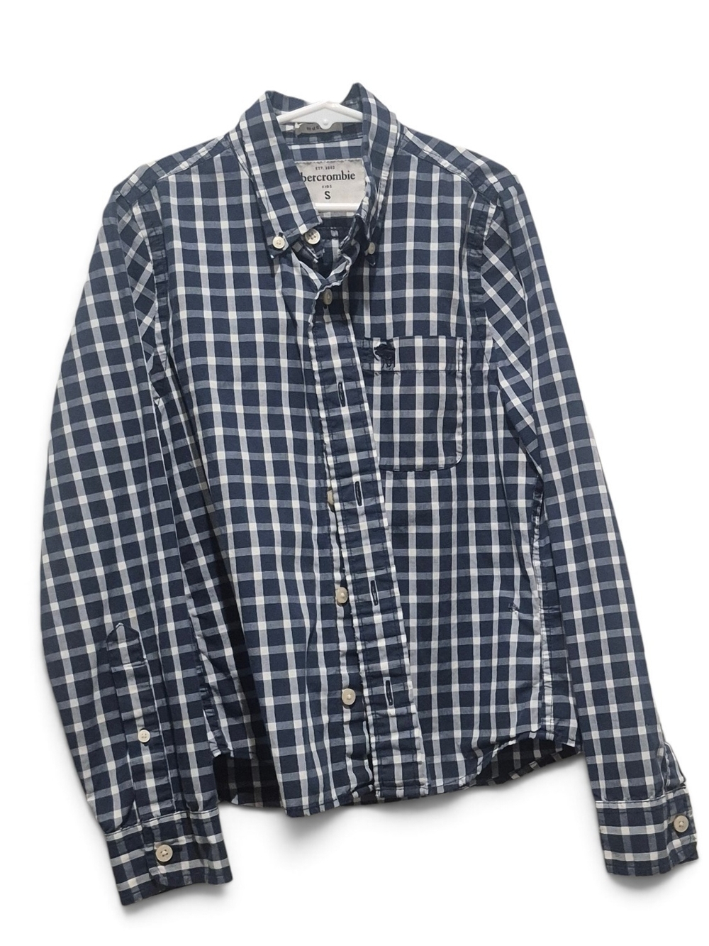 abercrombie kids Navy and White Plaid Button-Down Shirt